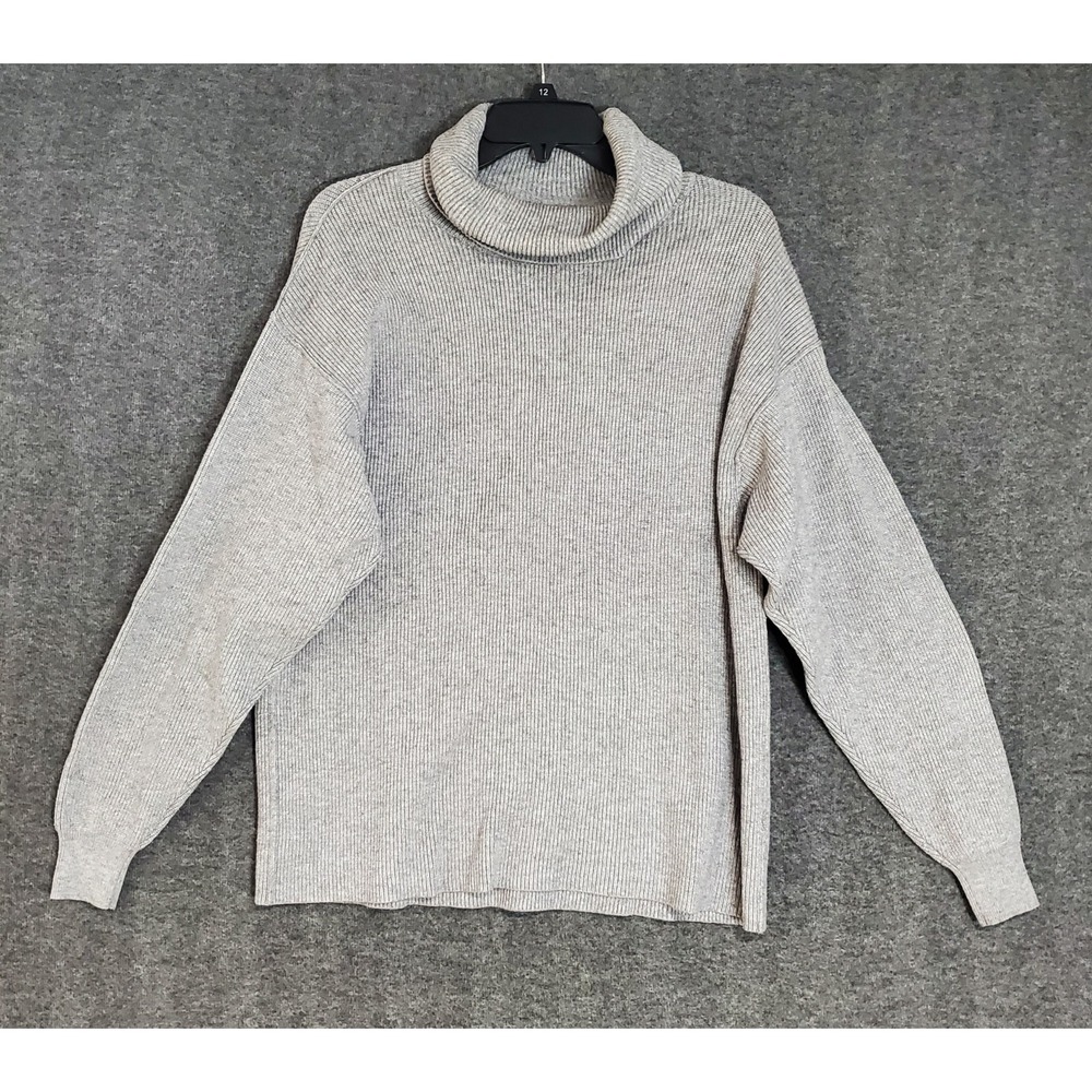 Free People Sweater Womens XS Gray Turtleneck Ribbed Soft‎ Pullover EUC
